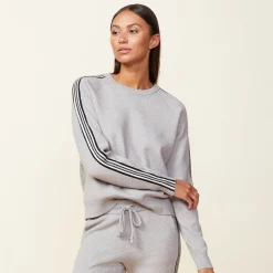 MONROW Soft Knit Track Raglan Sweater HEATHERGREY Shop